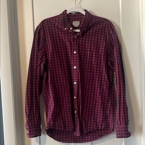J. Crew Red and Blue Casual Button Down Shirt
